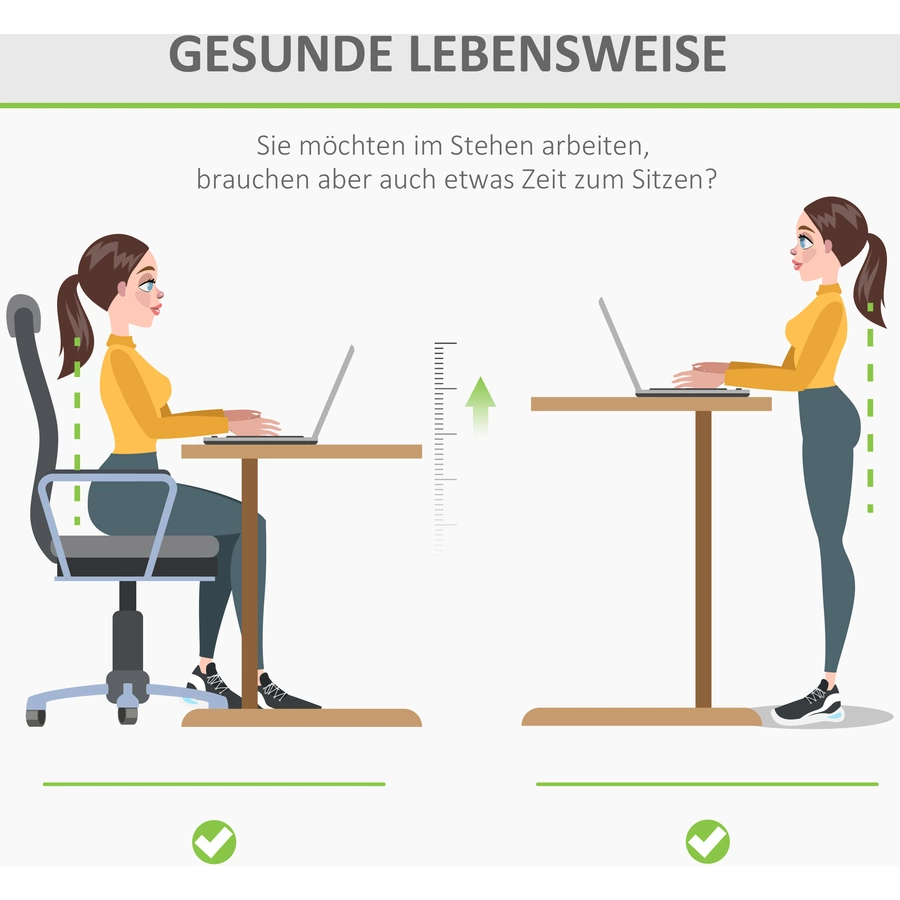 Vinsetto PC-Tisch elektrisch höhenverstellbar, LED-Anzeige WeißNatur