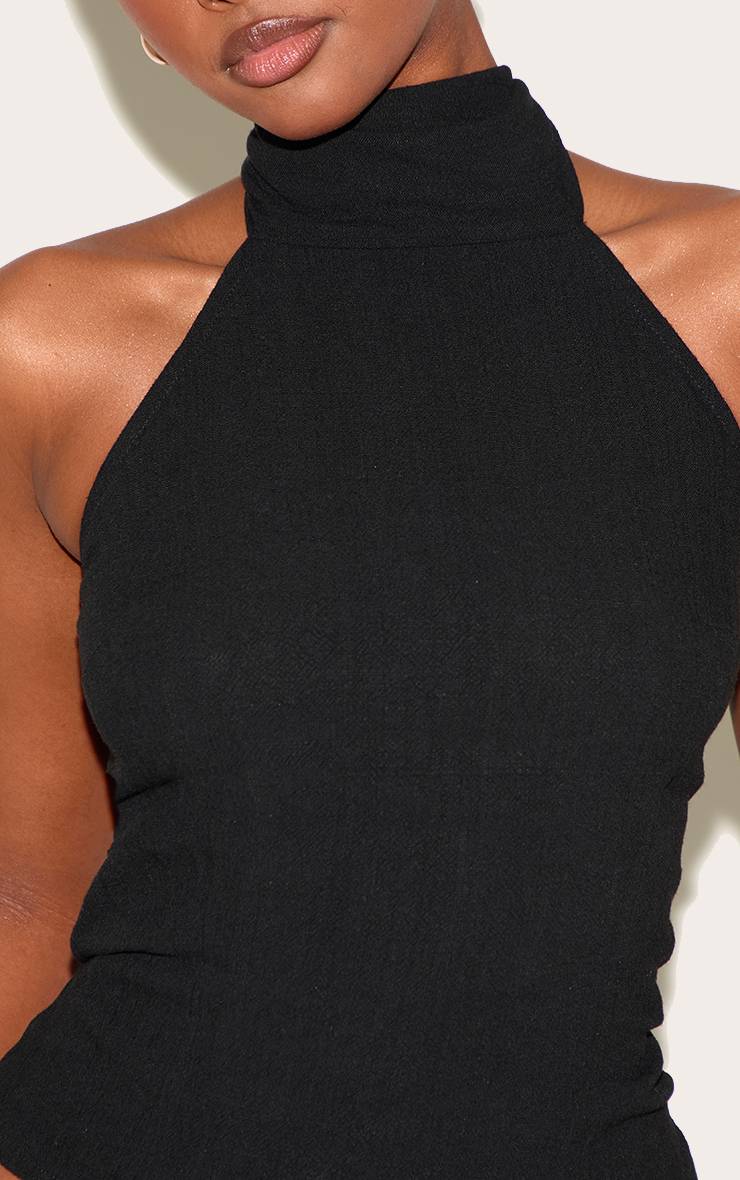 Noir Haut Tissé Léger À Encolure Américaine