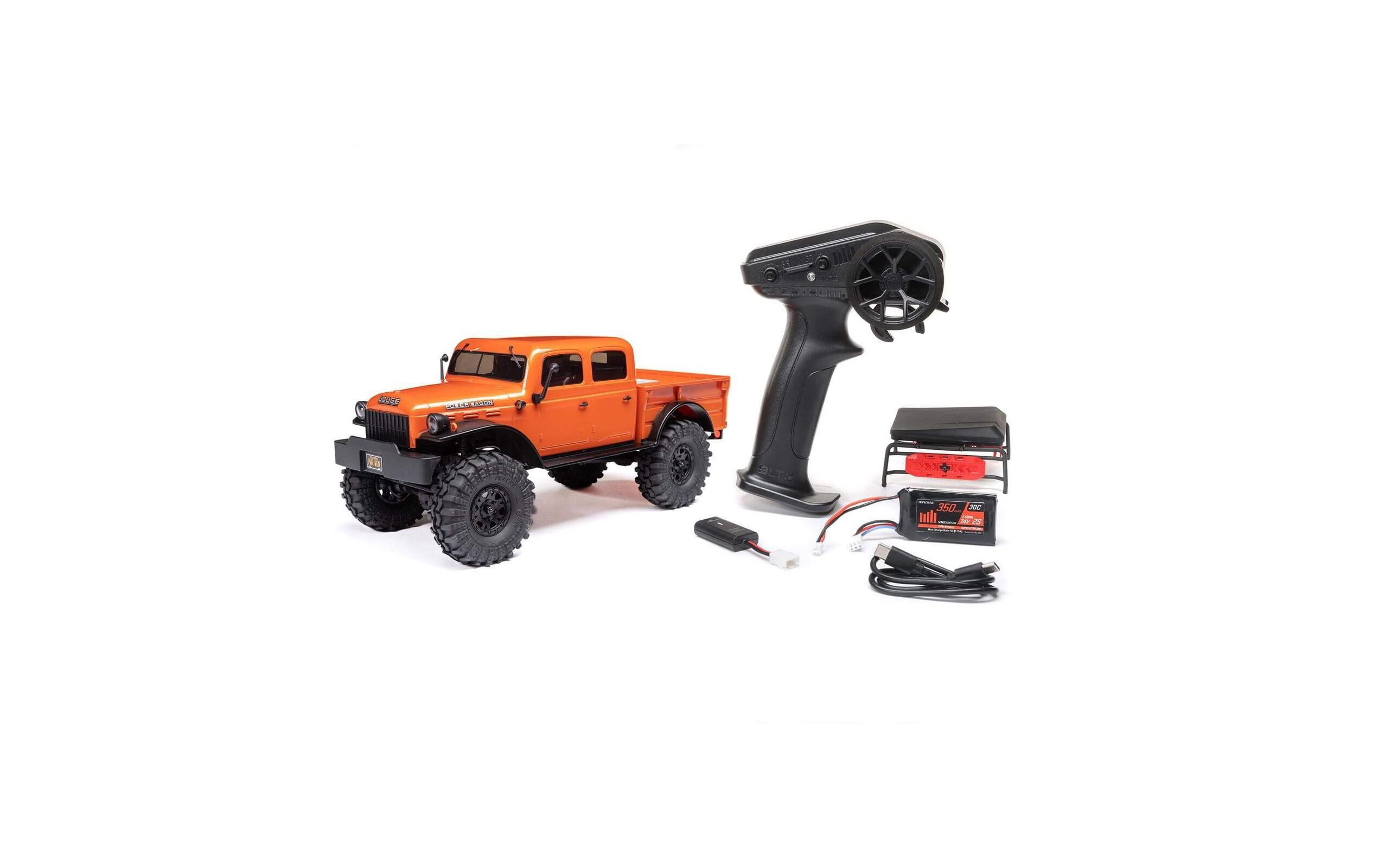 Scale Crawler SCX24 Dodge Power Wagon Orange, 1:24, RTR<br>Kleiner 4wd Rock Crawler mit 4-Türiger Powerwagon Karosserie