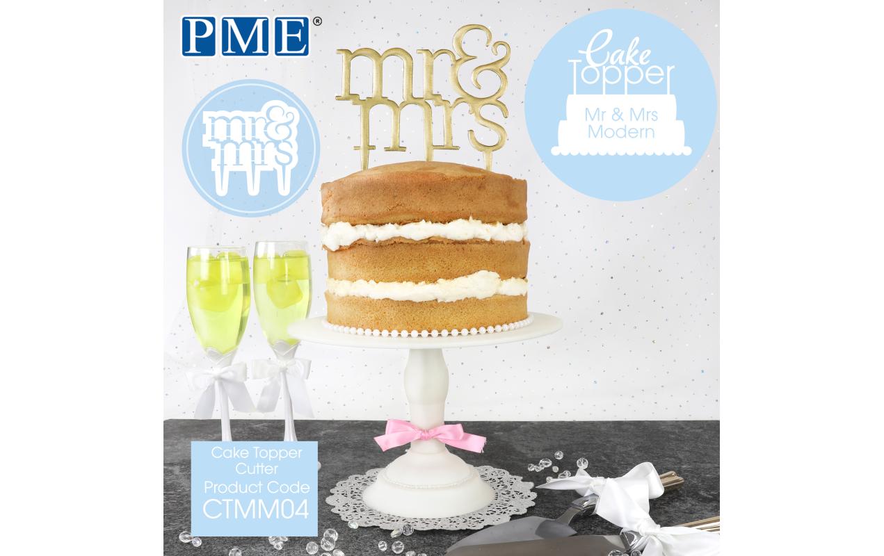 Kuchen-Topper Mr. & Mrs. Modern 1 Stück, WeissAusstecher für Kuchenaufsatz