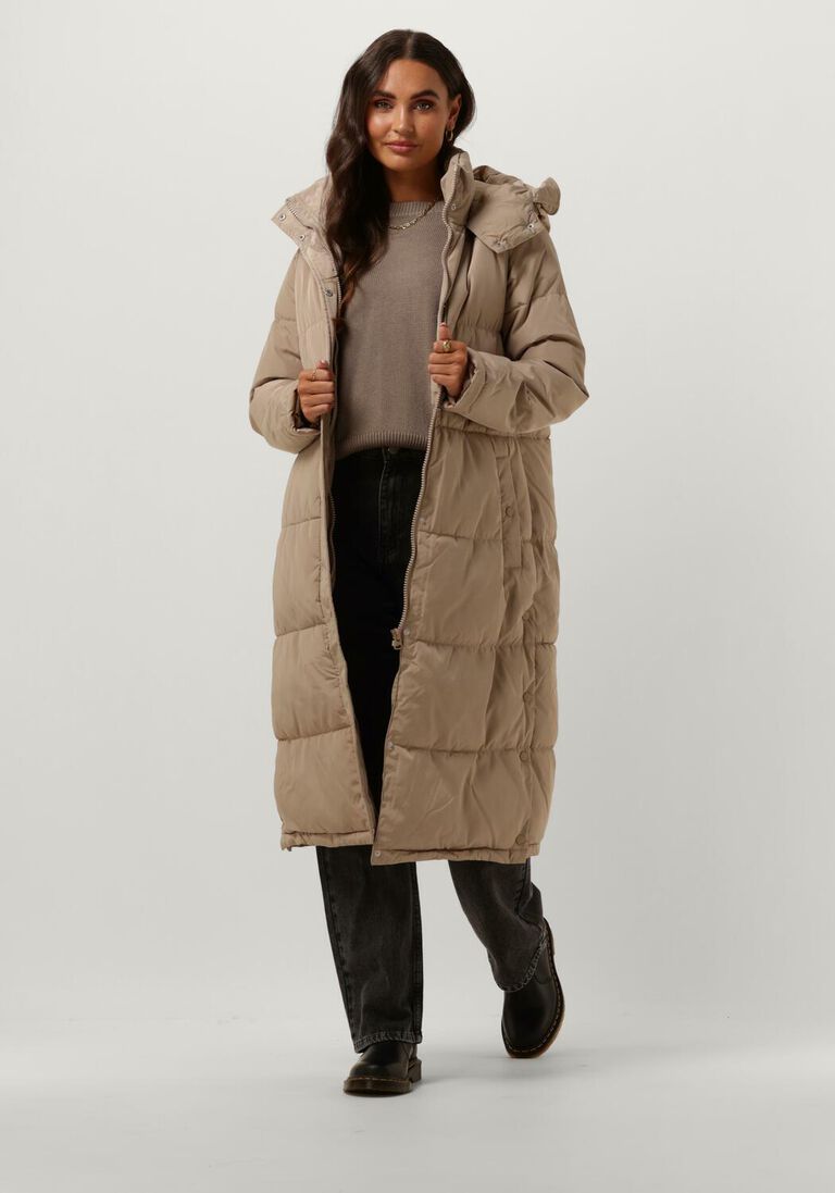 NOTRE-V zand notre-v gewatteerde jas puffer coat long