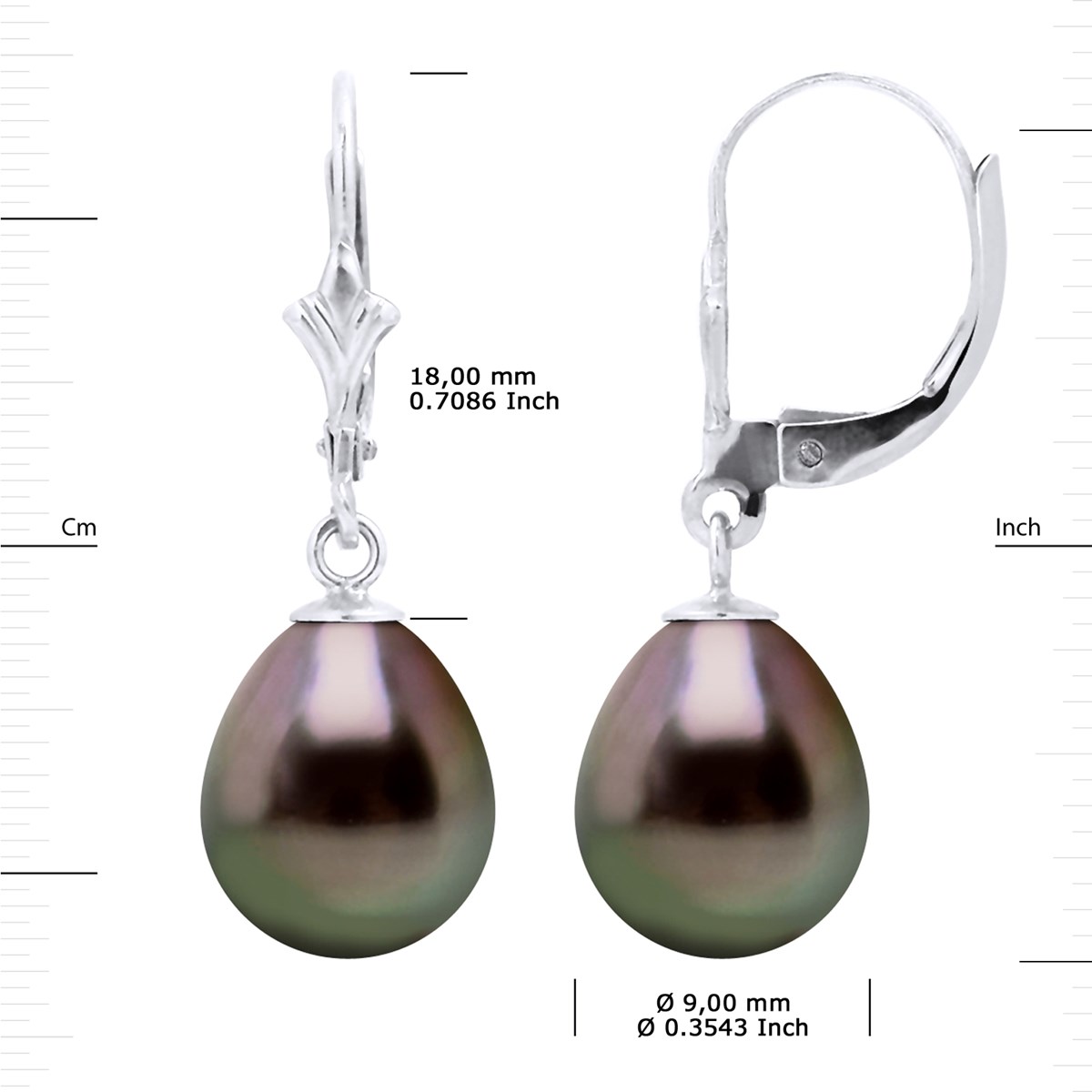 STELLA - Boucles d'Oreilles Perles de Tahiti 9-10 mm Or Blanc