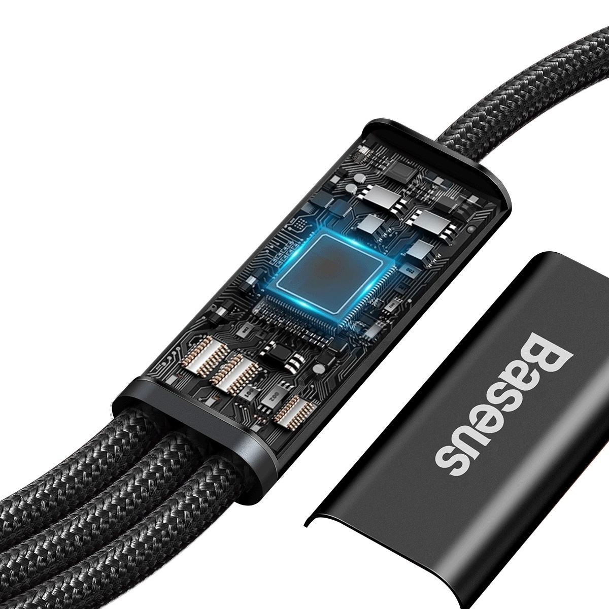 (1.5m) 3in1 USB C auf USB C / Lightning / Micro USB Nylon Ladekabel Datenkabel - Schwarz