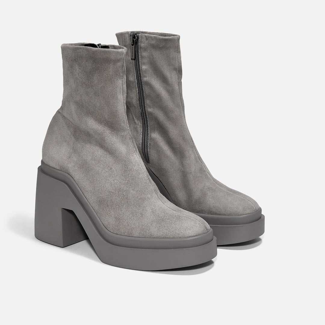 ANKLE BOOTS - NINA ankle boots, suede lambskin grey || OUTLET