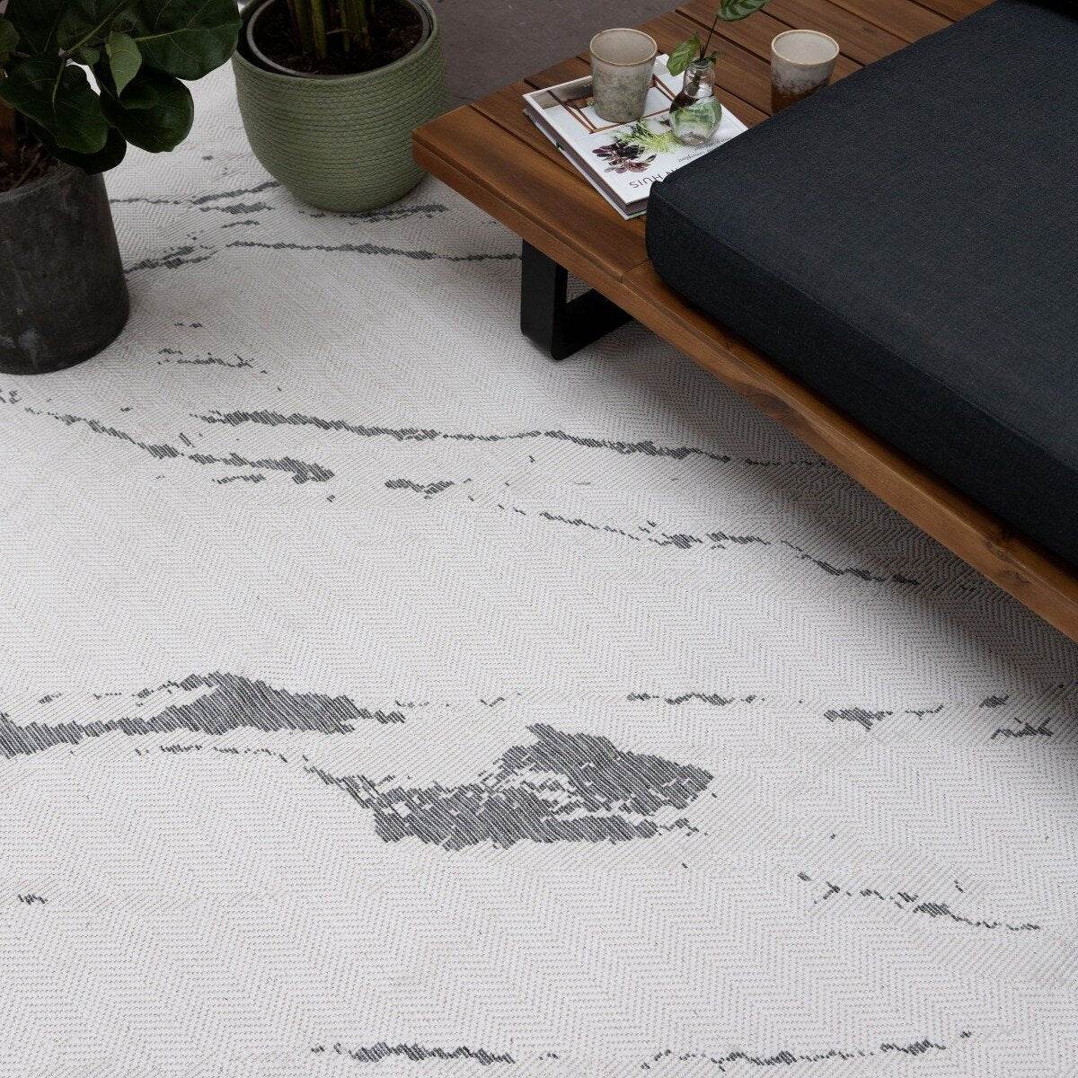 Buitenkleed Marble - Grijs|wit - dubbelzijdig - EVA Interior