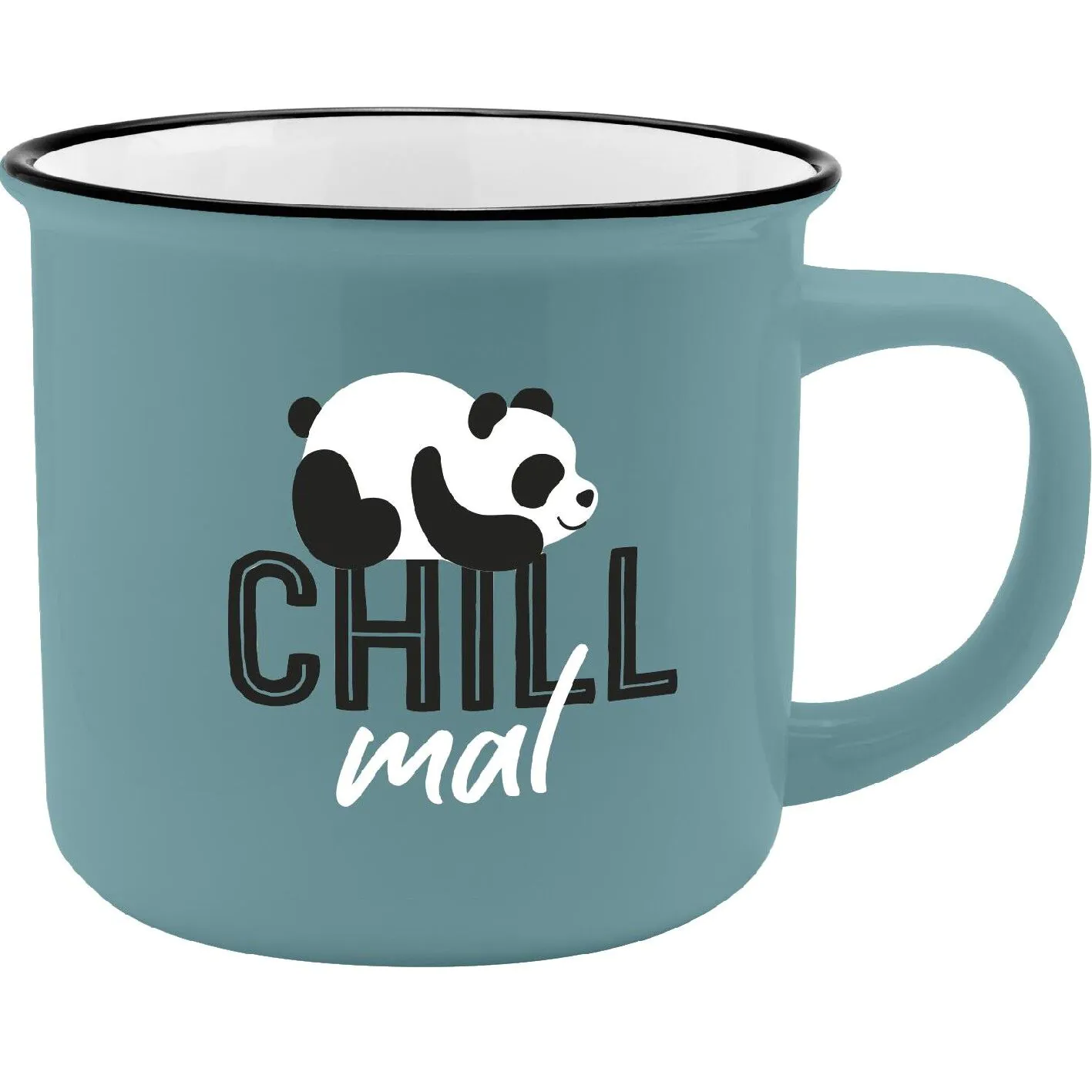 Becher Emaille-Optik, Chill mal, 350 ml