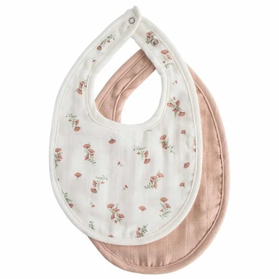 Lot de 2 bavoirs en mousseline   Rose/Floral        de               mushie