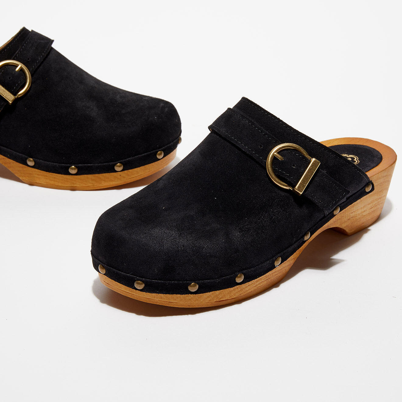 Apologie Studio Sabots en Velours de Cuir Léa noirs - Talon 5 cm