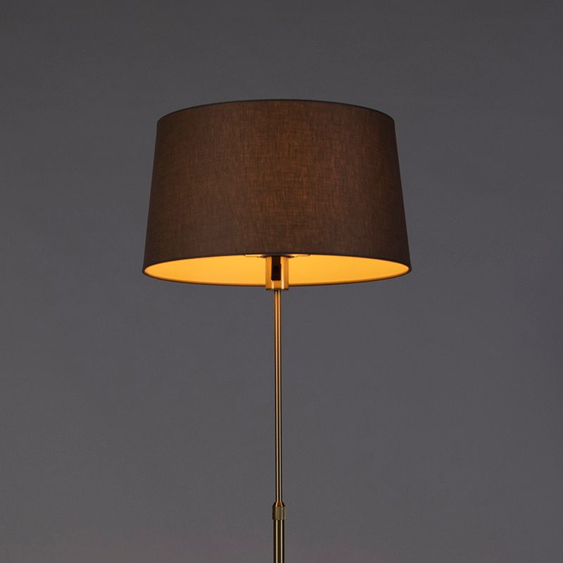 Vloerlamp goud/messing met linnen kap taupe 45 cm - Parte