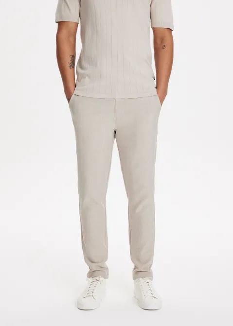 Pantalon met gemêleerde look zand (ZAND)