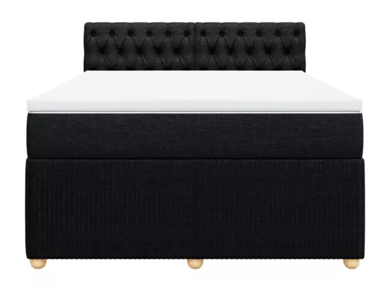 Sommier à lattes de lit avec matelas Noir 140x190 cm Tissu