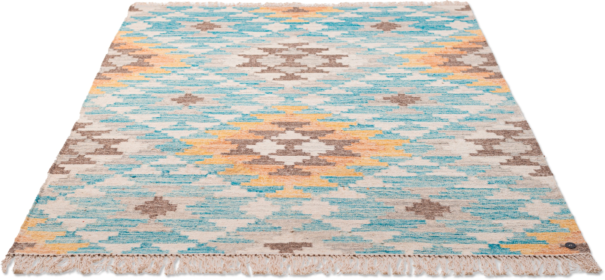 TOM TAILOR HOME Teppich »Check Kelim« rechteckig 5 mm Höhe handgewebt, mit Fransen, Boho-Style