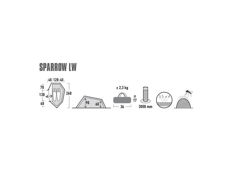 High Peak Tunnelzelt Zelt High Peak Sparrow LW 2 Personen Leichtgewicht Campingzelt für minimalistische Reisen