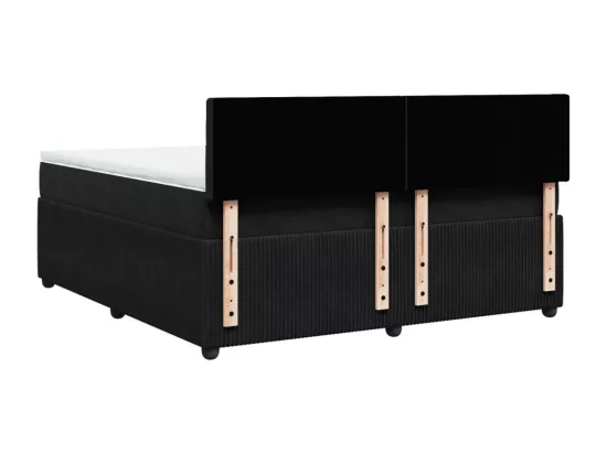Sommier à lattes de lit avec matelas Noir 180x200 cm Velours
