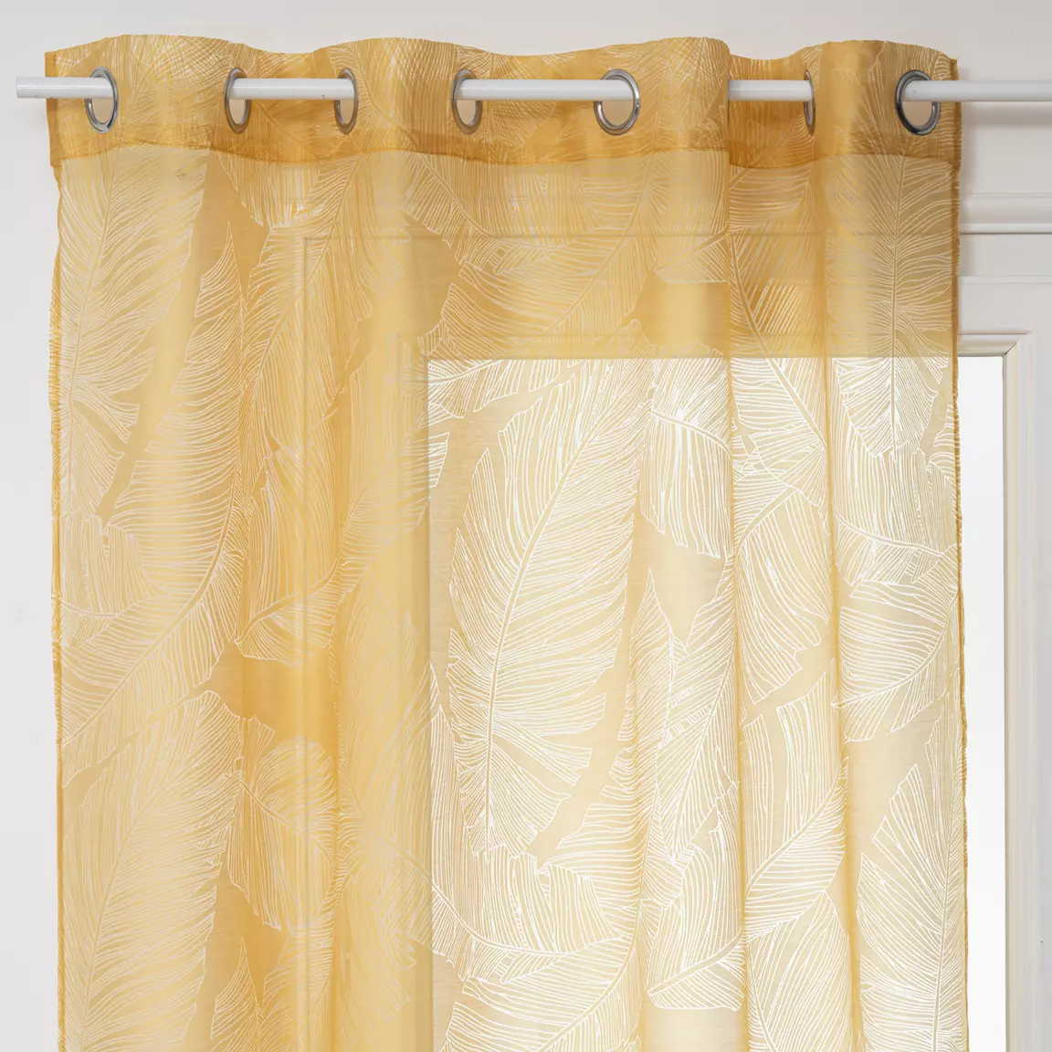 Voilage œillets (140 x 240 cm) Feuille Jaune ocre