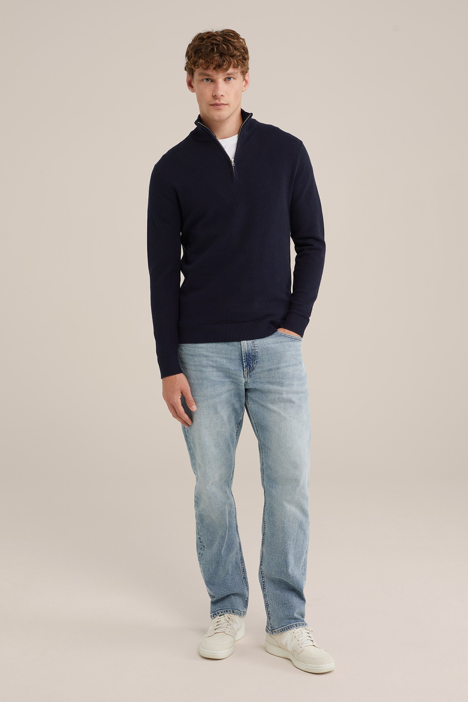 trui met rits WE Fashion Donkerblauw