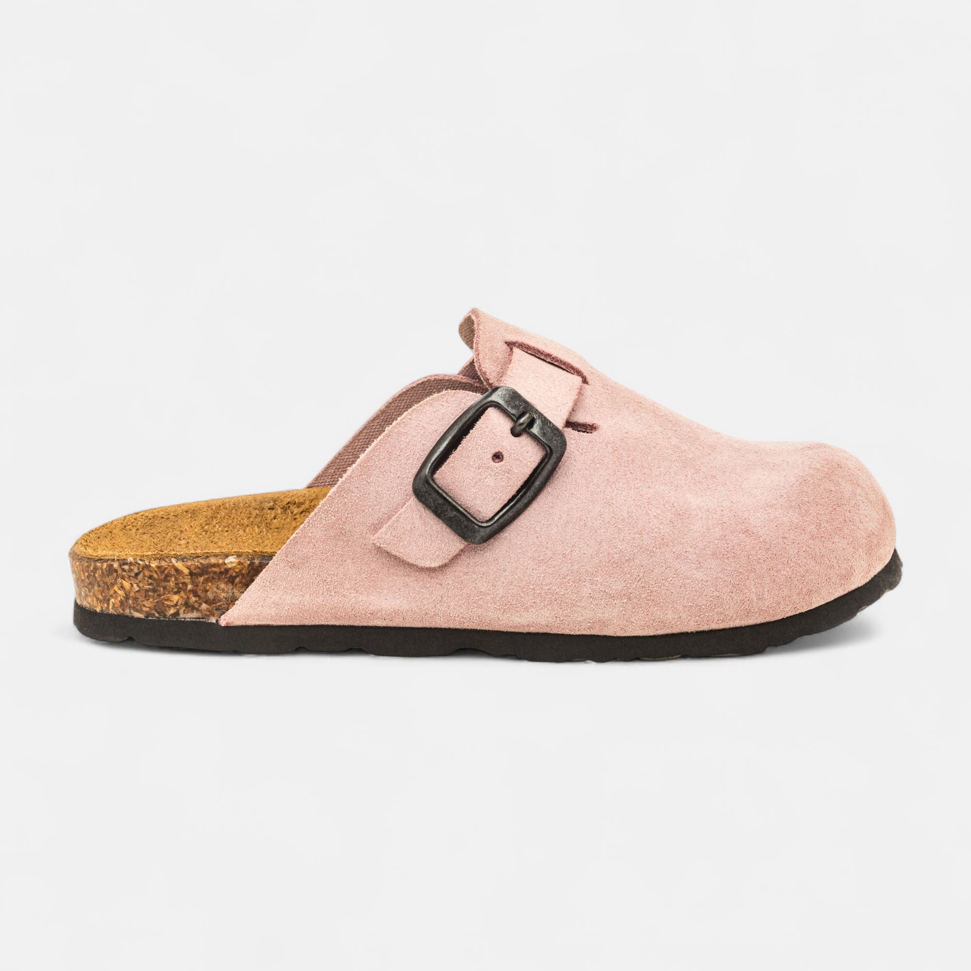 Mules semelle liège Fille en cuir rose