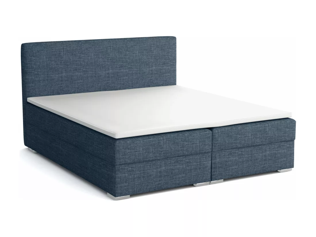 LIT BOXSPRING avec surmatelas Soler 200x200 cm, Lux 20 (Bleu jean)