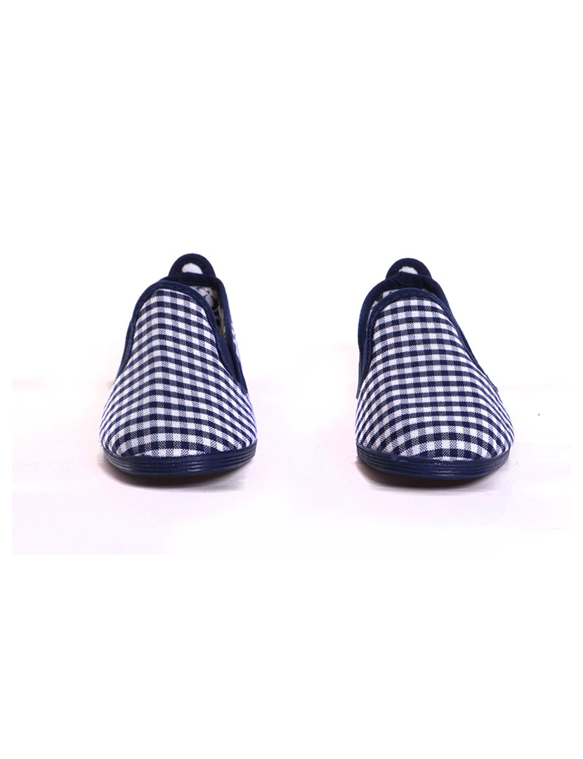 Navy Check Print Slip-ons