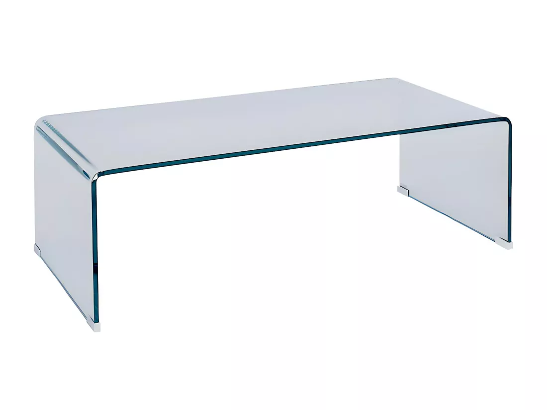 Table basse en verre trempé courbé - Transparent - ALONZO