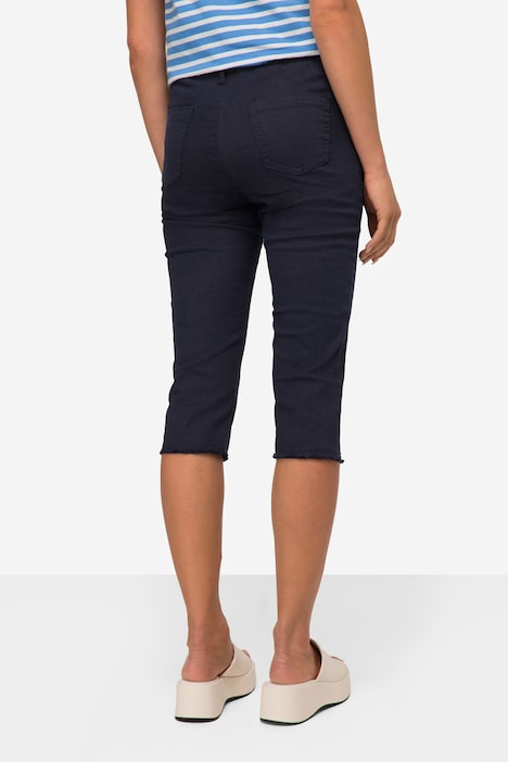 Caprihose, Jeggings, Fransensaum, Elastikbund, mit recycelten Materialien
