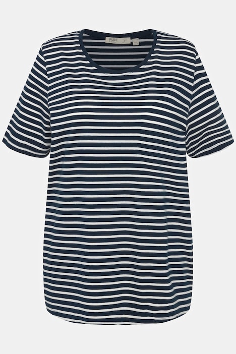 Pyjamashirt, Ringel, Rundhals, Halbarm, Biobaumwolle