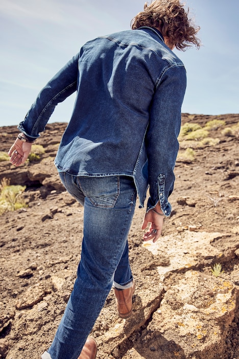 Jeanshemd, FLEXNAMIC®, Denim, Langarm, Kentkragen, Modern Basic Fit, Western Look