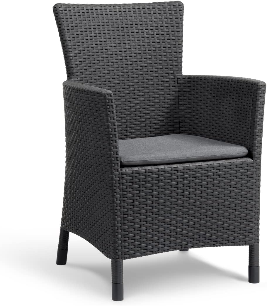 Allibert Dining Sessel Iowa, Graphit, Stuhl Kunststoff, bequeme und robuste Kunststoffstühle Garten WZ4258772