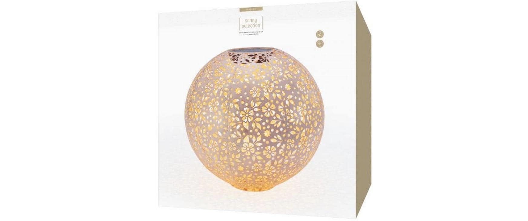 Windlicht Solar Antic Ball Carrera Ø 40 cm, HellrosaSolarleuchte zum Aufstellen
