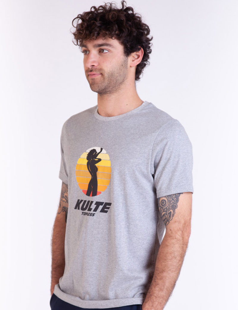 KULTE T-SHIRT LOGO TOPLESS GRIS
