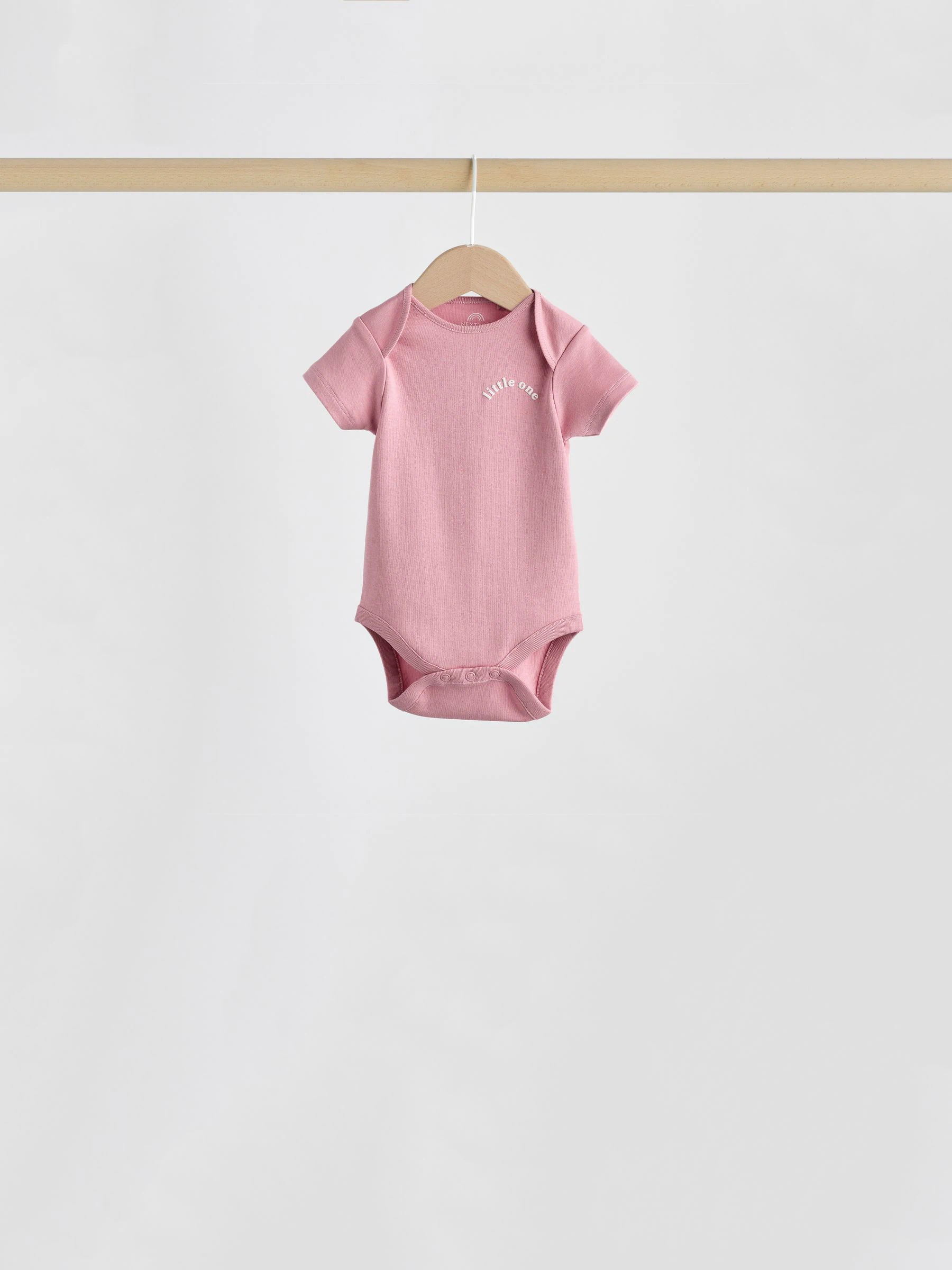 Roze met hartjesprint - Set van 5 babyrompertjes met korte mouwen