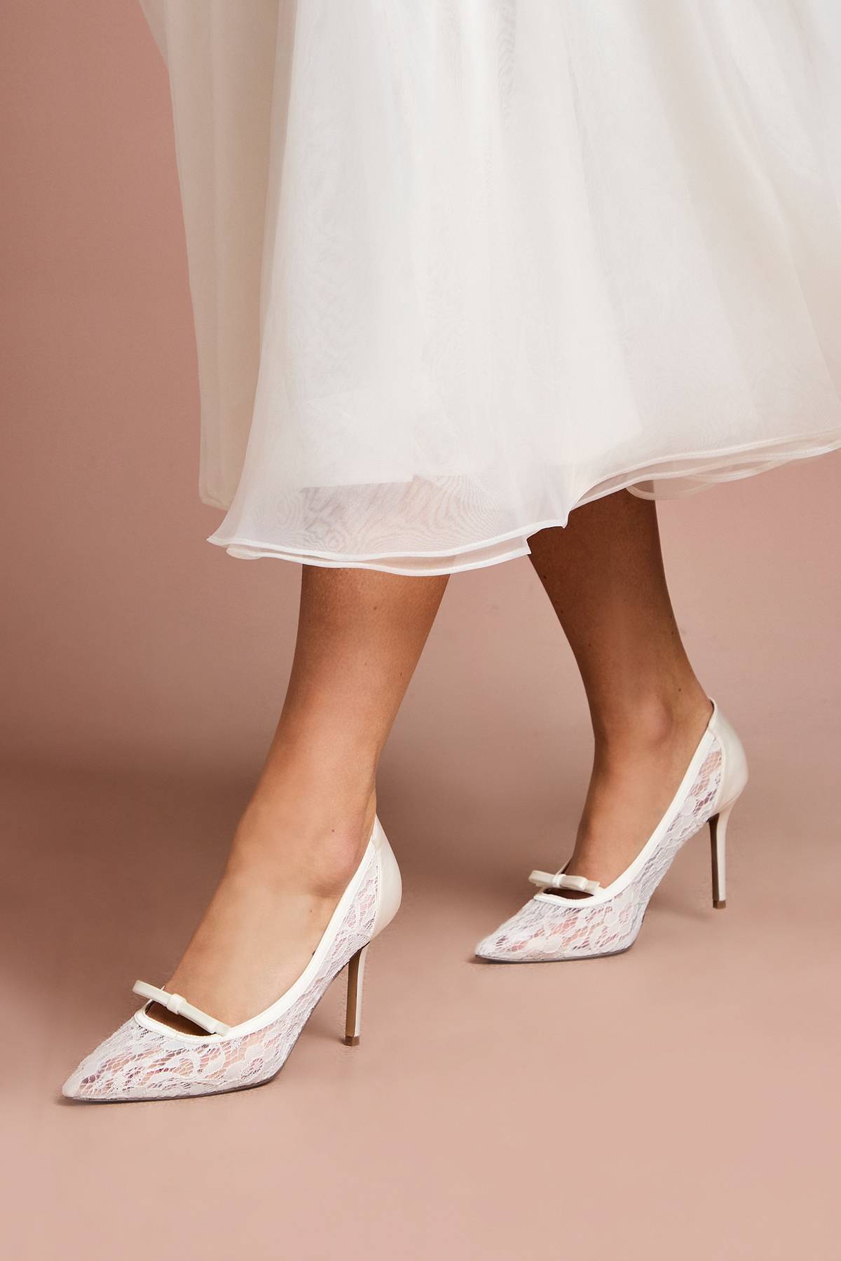 Coast Escarpins de Mariée Alexis à Bride Arrière avec Détail Nœud en Dentelle et Talon Aiguille