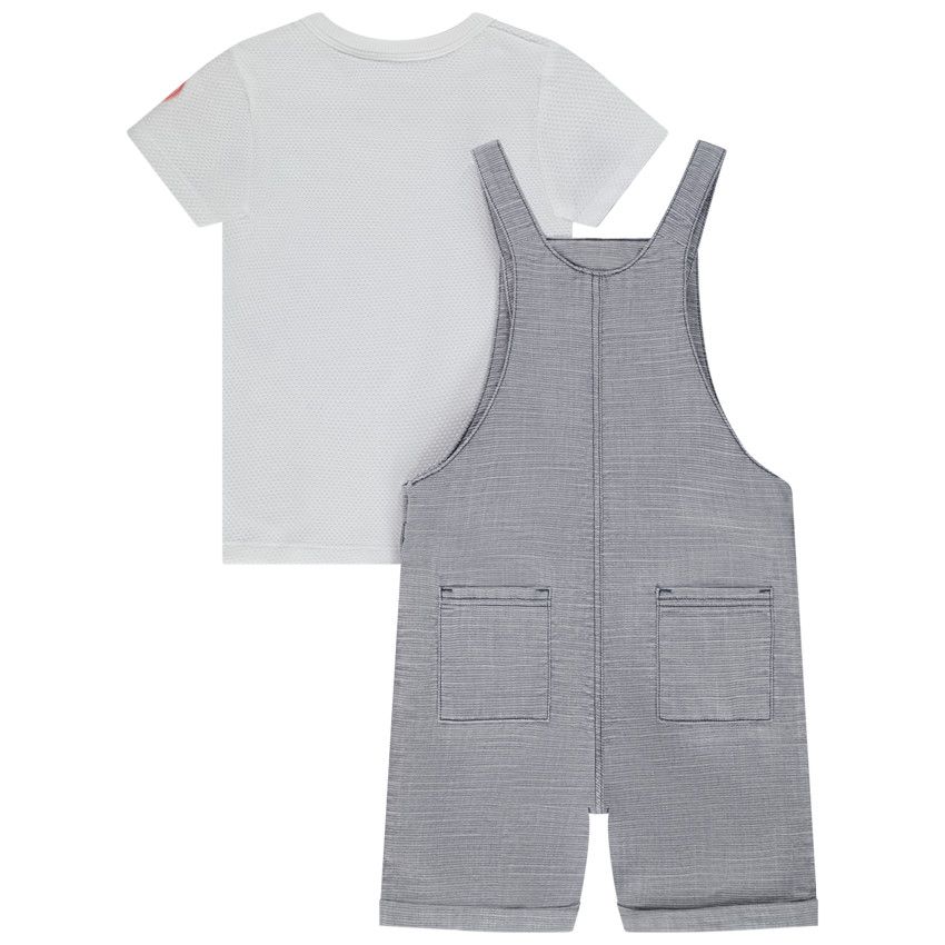 Ensemble 2 pièces t-shirt en nid d'abeille pour bébé garçon - Blanc
