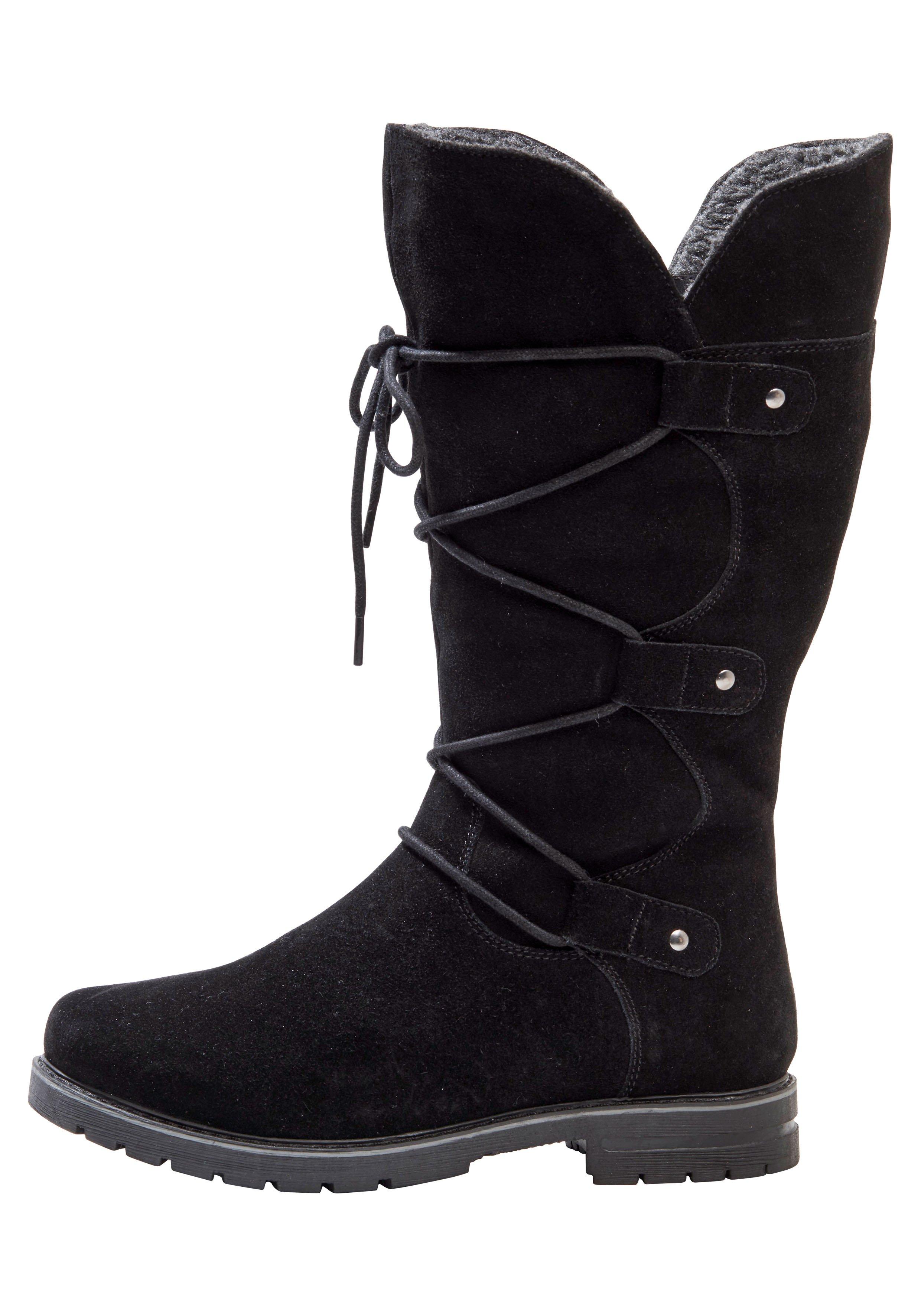 Weitschaftstiefel aus Leder mit Schnürung