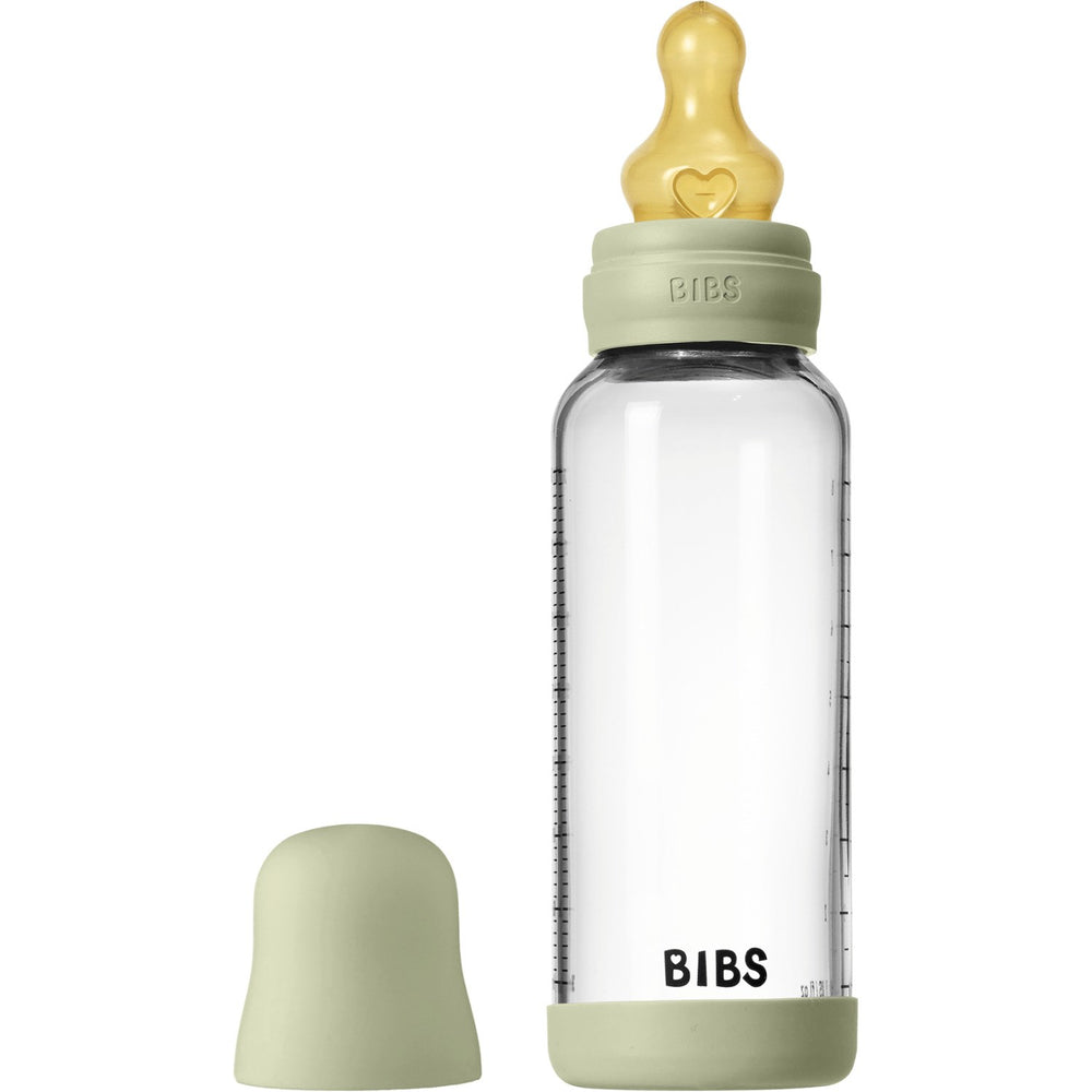 Køb Bibs Sage Glass Baby Flaske Round Latex Medium Flow