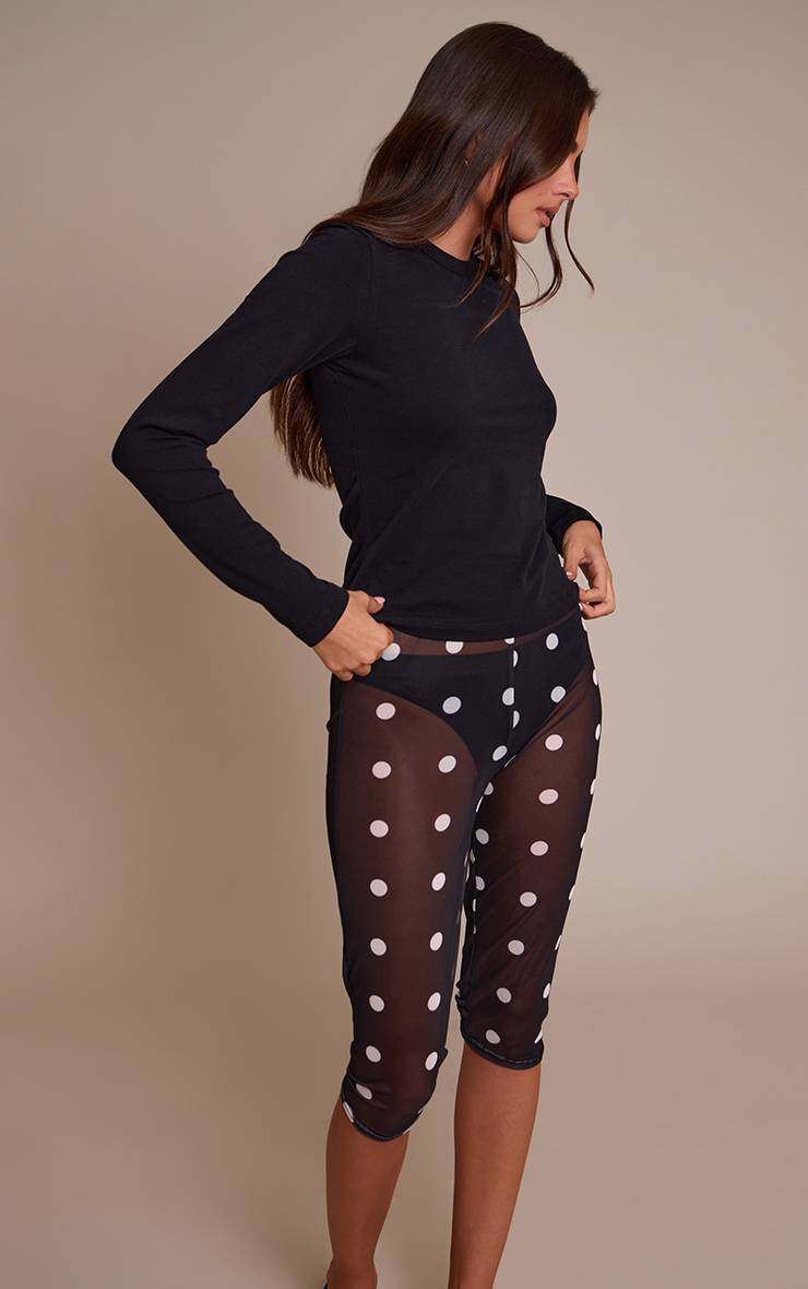 Noir Pantalon Capri En Mesh À Pois
