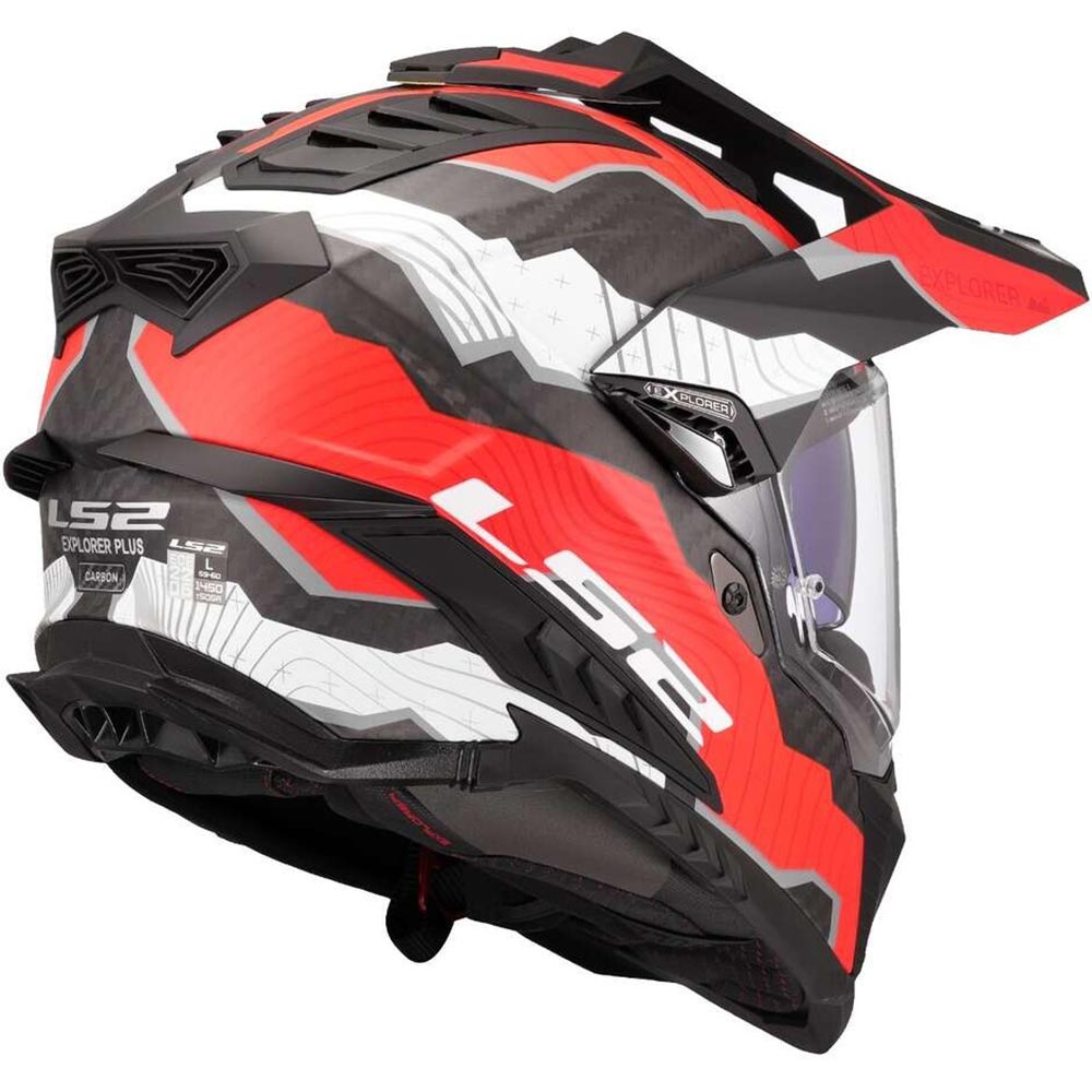 LS2 - Casque MX701 Explorer Carbon Trick Noir / Gris / Rouge