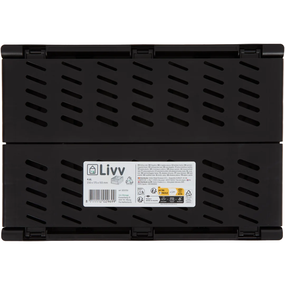 Livv vouwkrat 4,6 liter | 25 x 17 x 10,5 cm | diverse kleuren