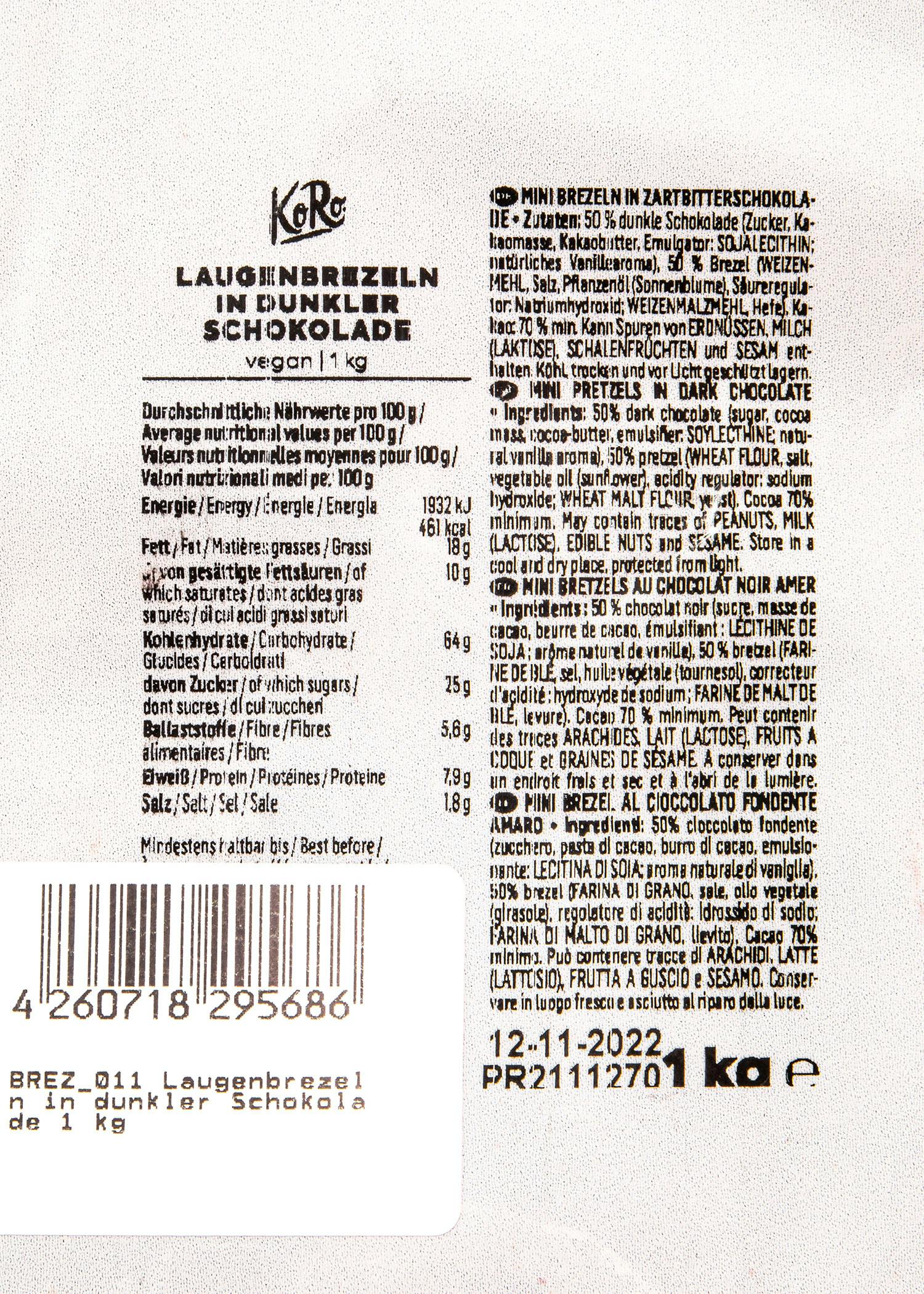 Laugenbrezeln in dunkler Schokolade 1 kg