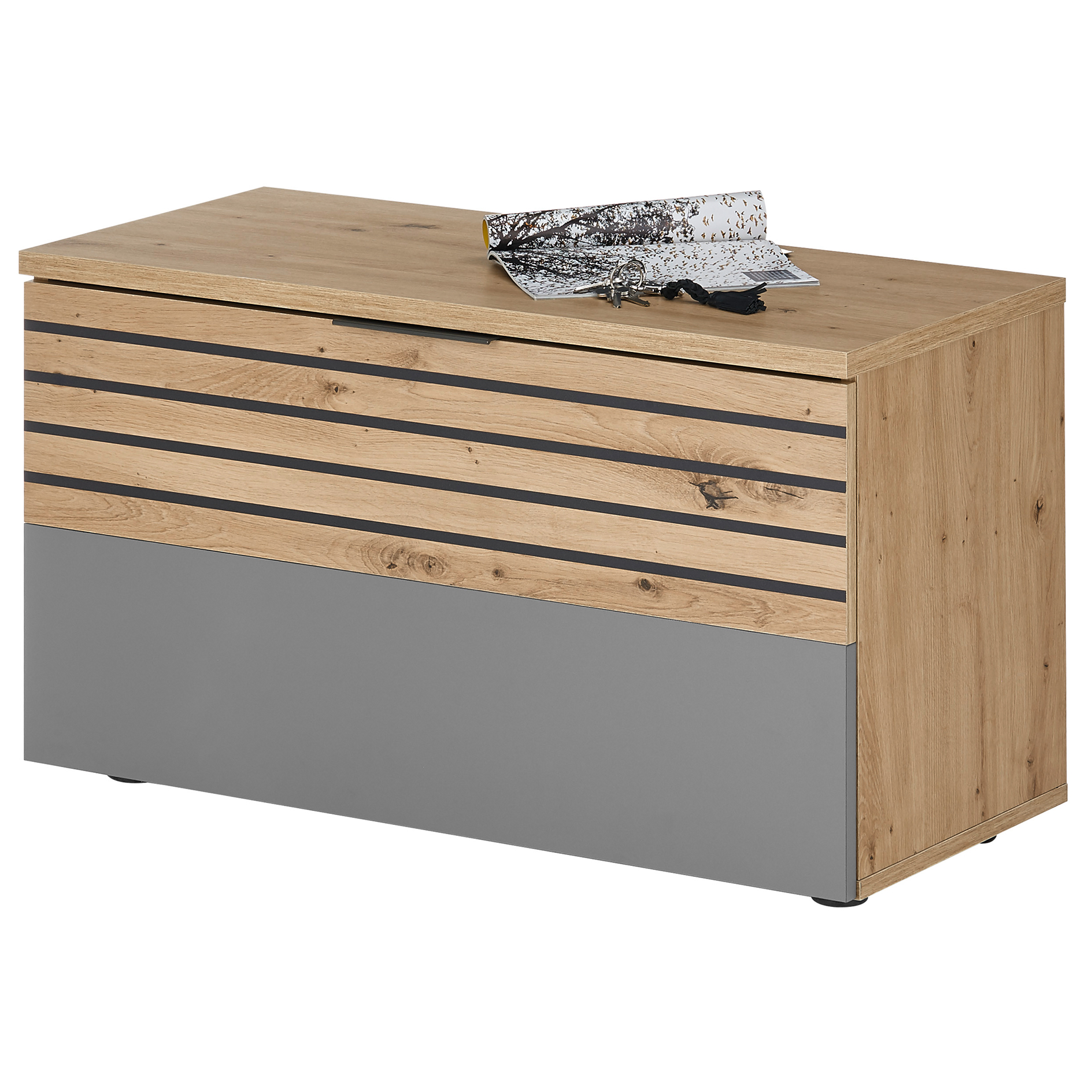 Garderobenbank - Artisan Eiche - grau - eine Klappe