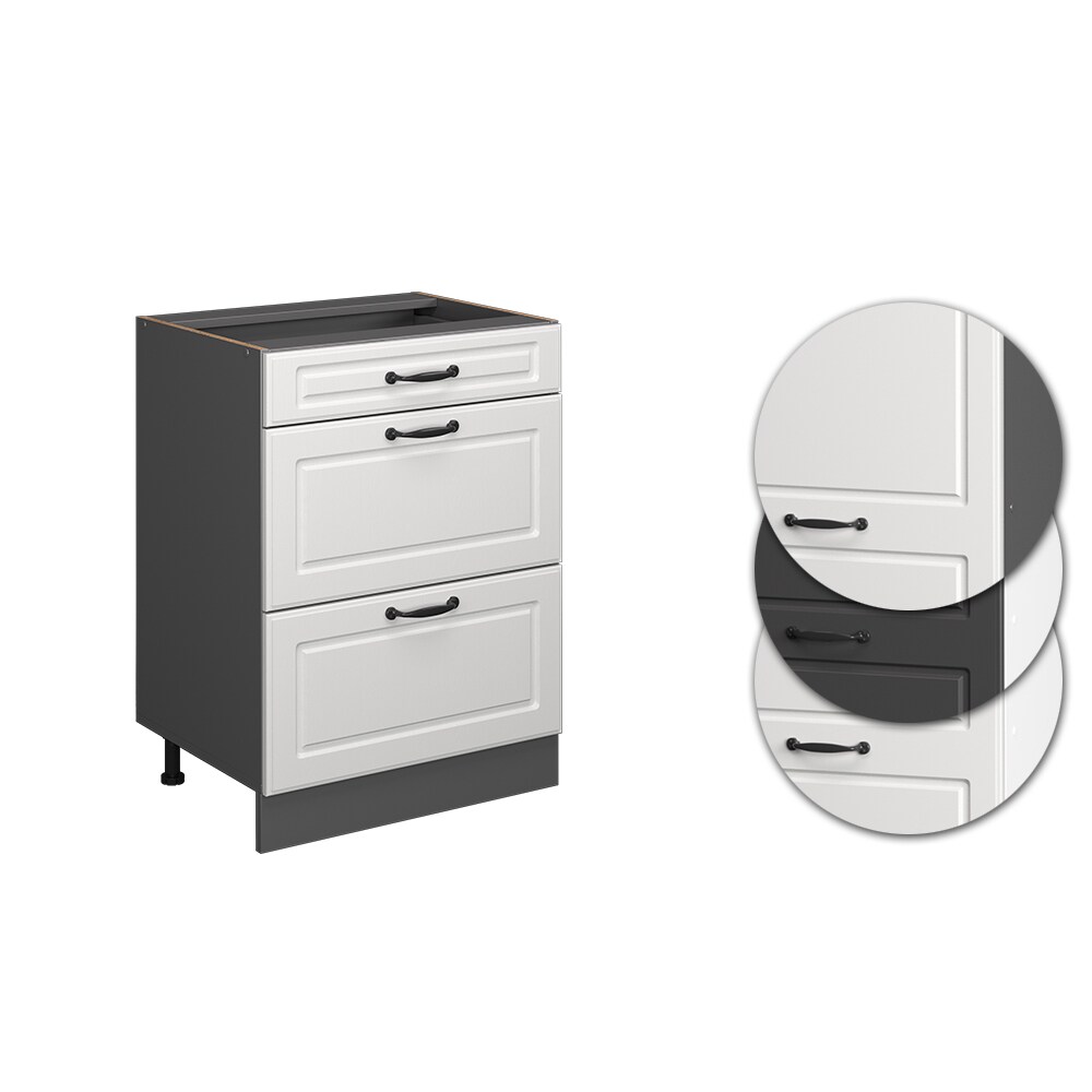 Vicco Schubladenunterschrank Küchenschrank Küchenzeile R-Line Landhaus 60 cm Anthrazit Weiß Schublade