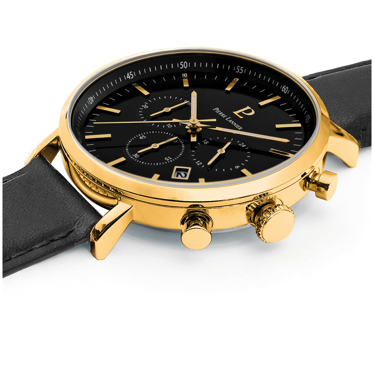 Montre PIERRE LANNIER Baron homme chronographe bracelet cuir noir