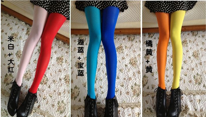 Kuromori - Tweekleurige effen panty's