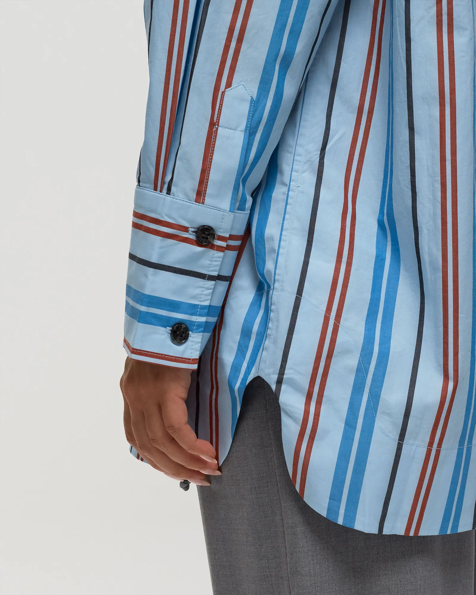 Ganni Stripe Cotton Oversize Raglan Shirt