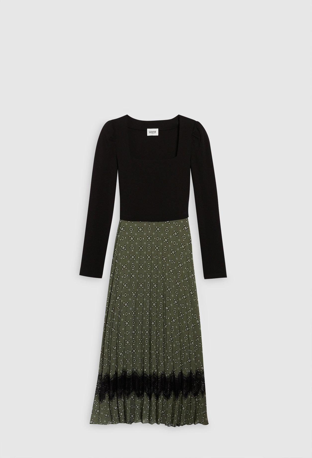 Robe longue bimati&egrave;re imprimee