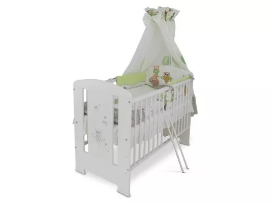BB Berceau bebe lit bébé cododo 120 x 60 cm avec Set de lit 9 pièces hibou vert BB LOISIR
