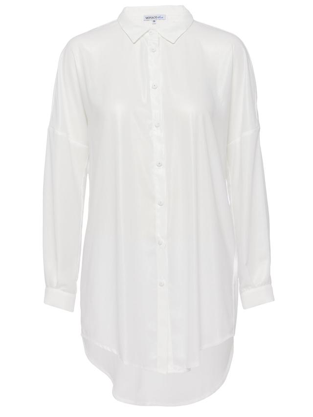 Longbluse in Ballonseidenoptik