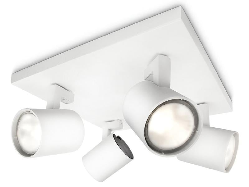Philips Aufbauspot Runner, 4 x GU10, 20 W, Weiss MyLiving Aufbauleuchte mit beweglichem Leuchtenkopf