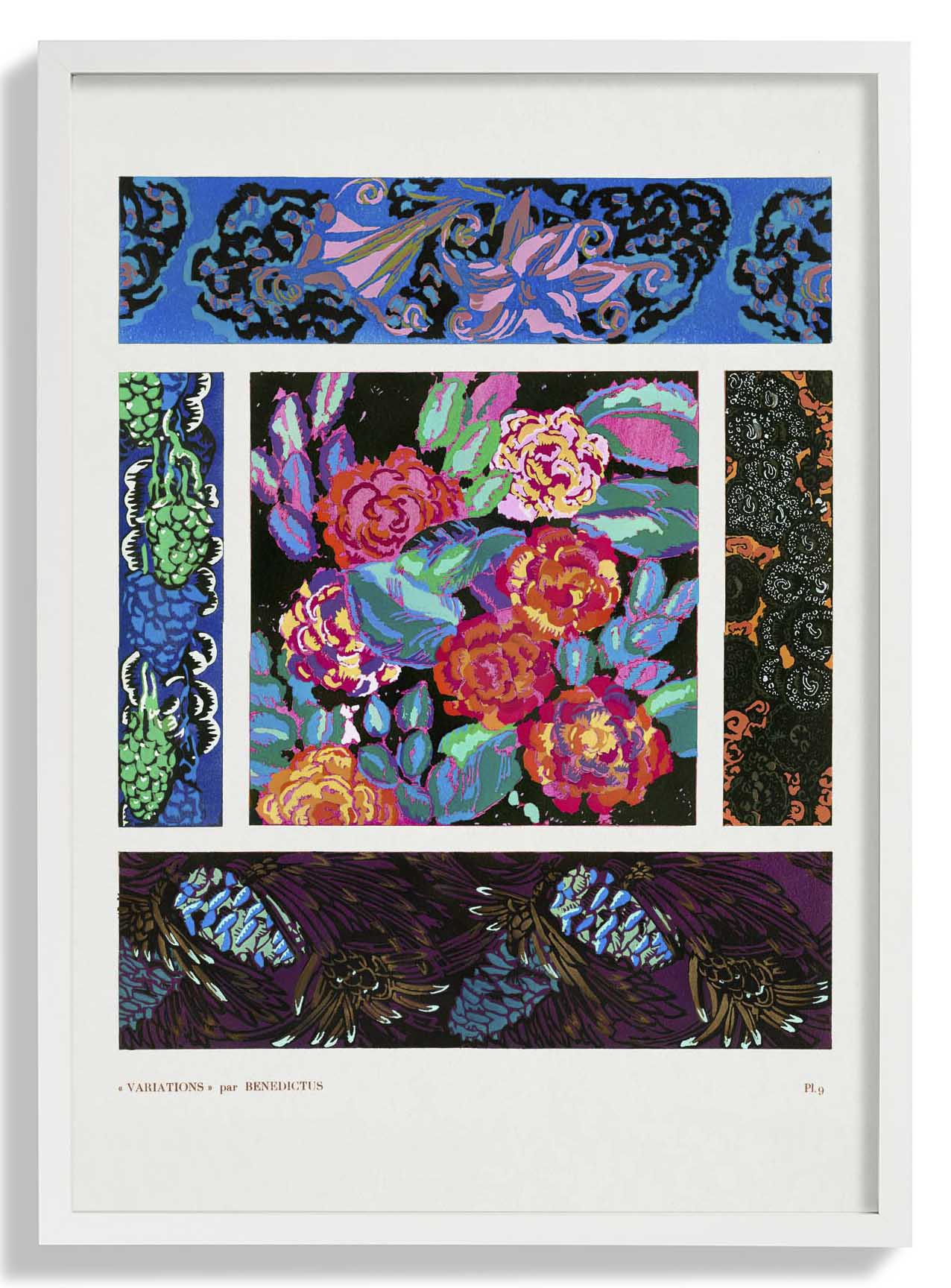 Blumen Art Deco Muster, Variation 9 von Édouard Bénédictus