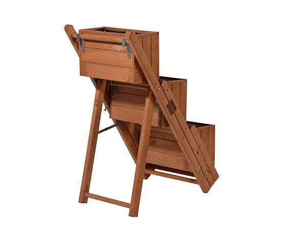 Pflanztreppe mit 3 Pflanzkästen, braun